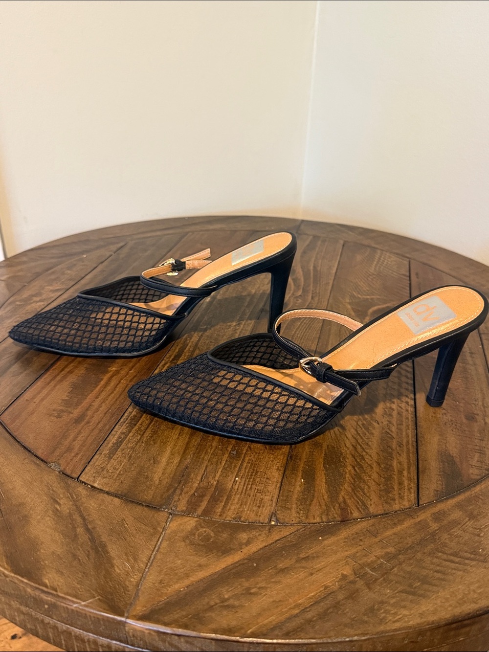 Dolce Vita Black Mesh Pointed Mules with Slim Strap - Picture 2 of 6